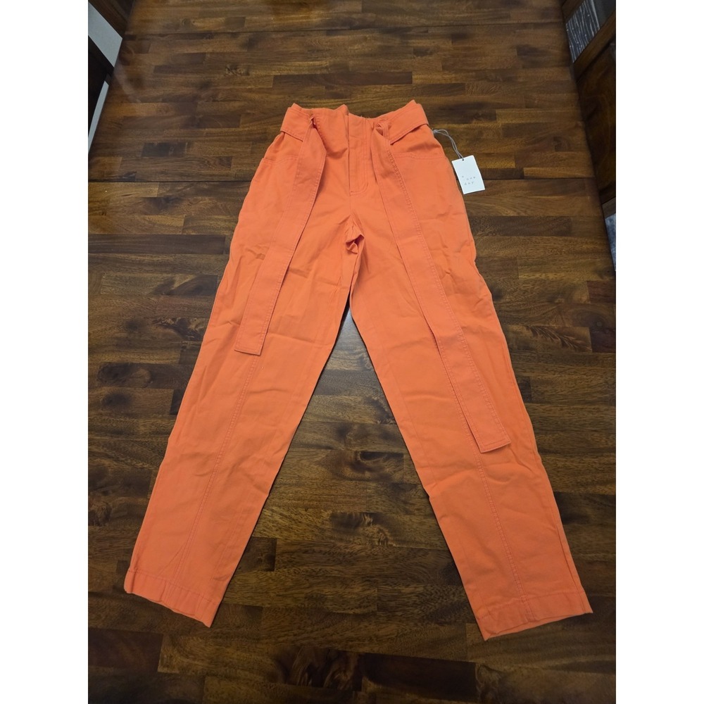 A New Day Women's Dress Pants Size 2 Orange Belt Stretchy New With Tag Sku 98